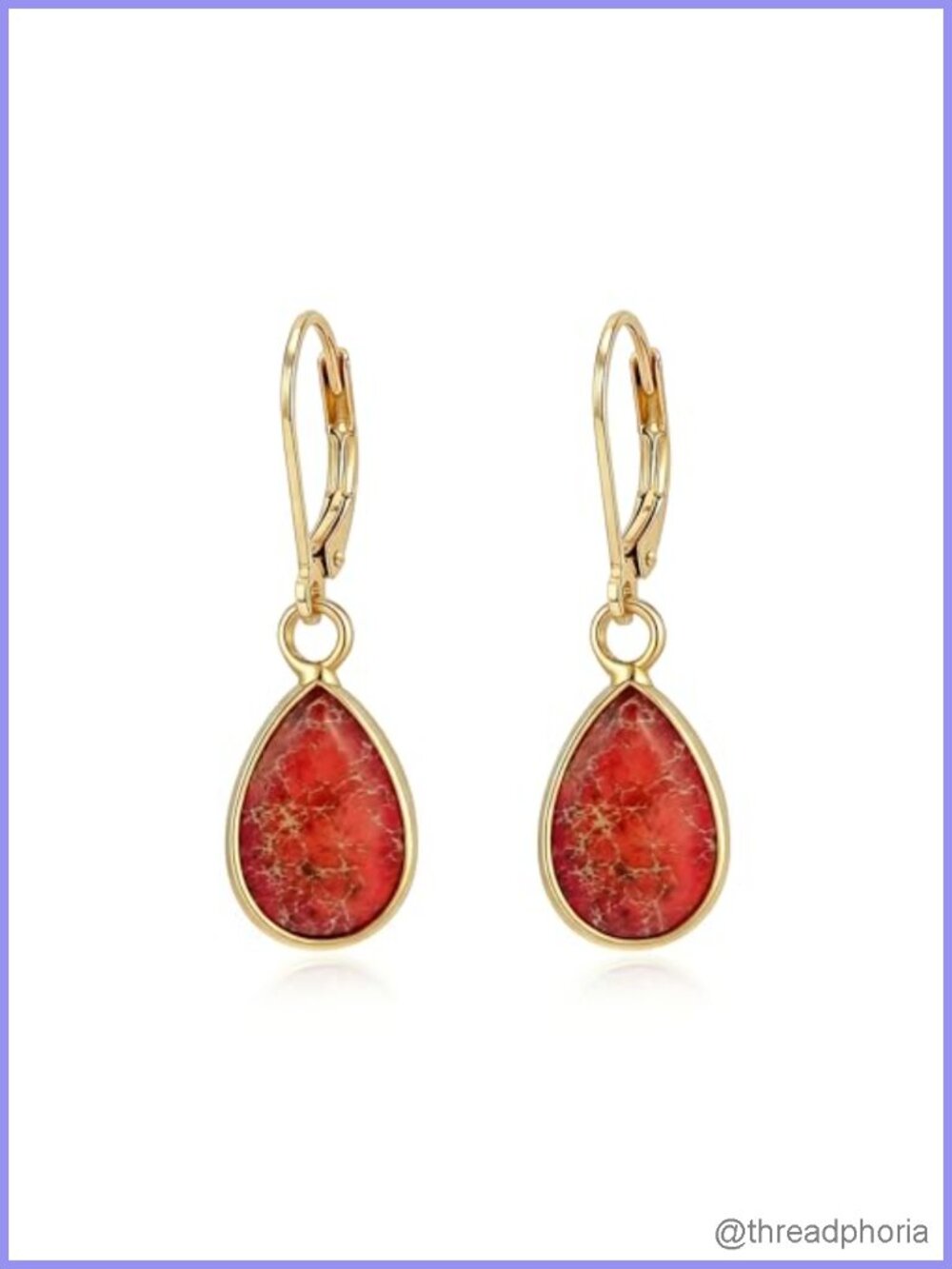 Natural Stone Dangle Drop Earrings 14K Gold Plated Stainless Steel Boho Jewelry